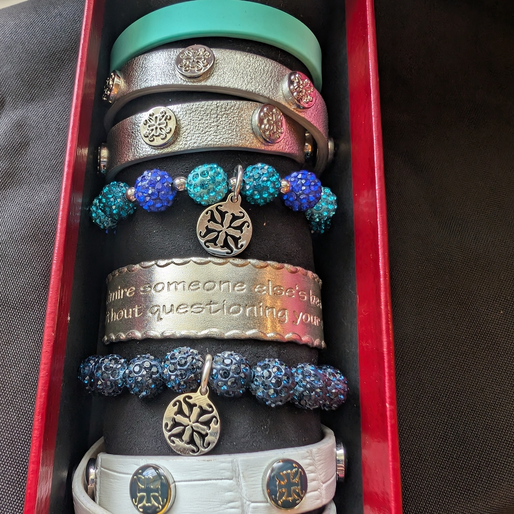 Rustic Cuff Turquoise, Teal & Silver Stacked Bracelet Set